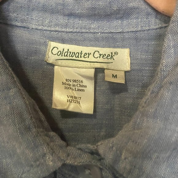 Cold Water Creek Blue Linen Blouse - Picture 4 of 4